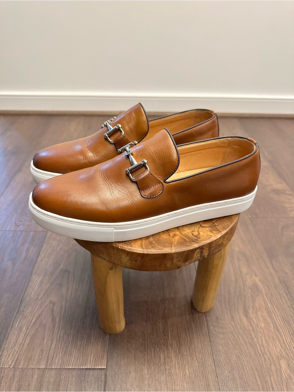 Marc Nolan Men’s Boardwalk Leather Horse Bit Buckle Slip On Sneakers, Size 9
